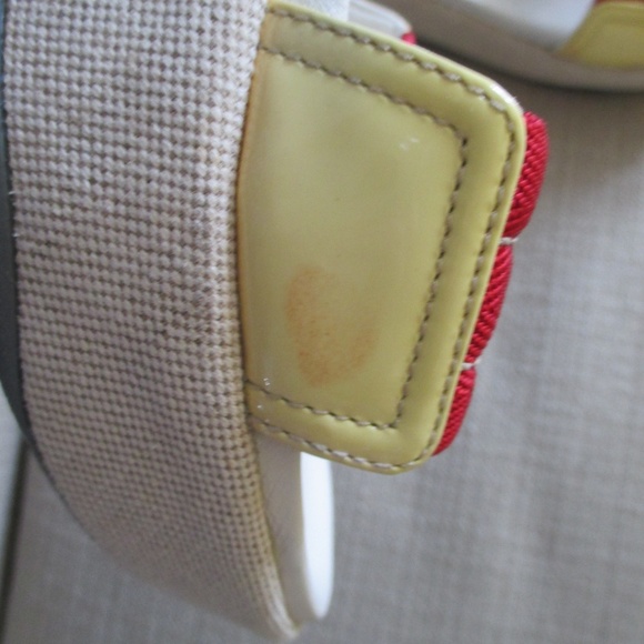 AUTH PRADA $275 red yellow logo SANDALS - Picture 8 of 8